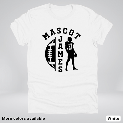Custom Mascot, Number, & Name - Black - Football Design 31 T-Shirt