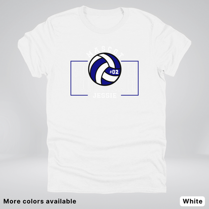 Custom Mascot, Number, & Name – Navy - Volleyball Design 13 T-Shirt