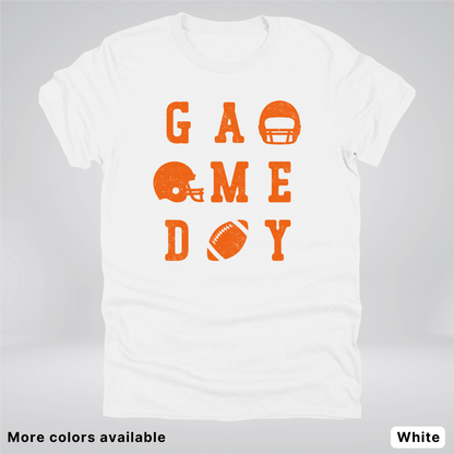 Game Day Football 3 x 3 – Orange Design  – T-Shirt