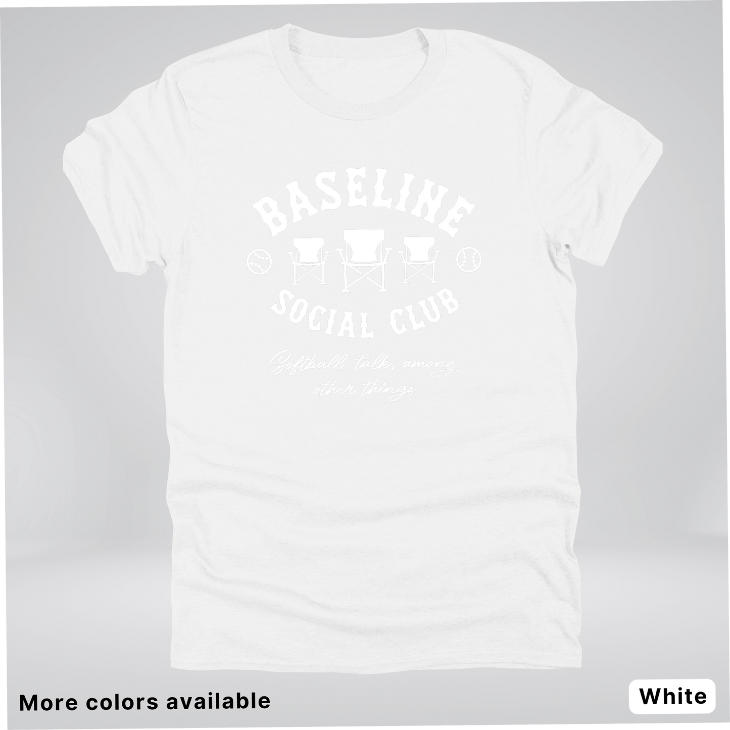 Baseline Social Club Softball – White Design – T-Shirt