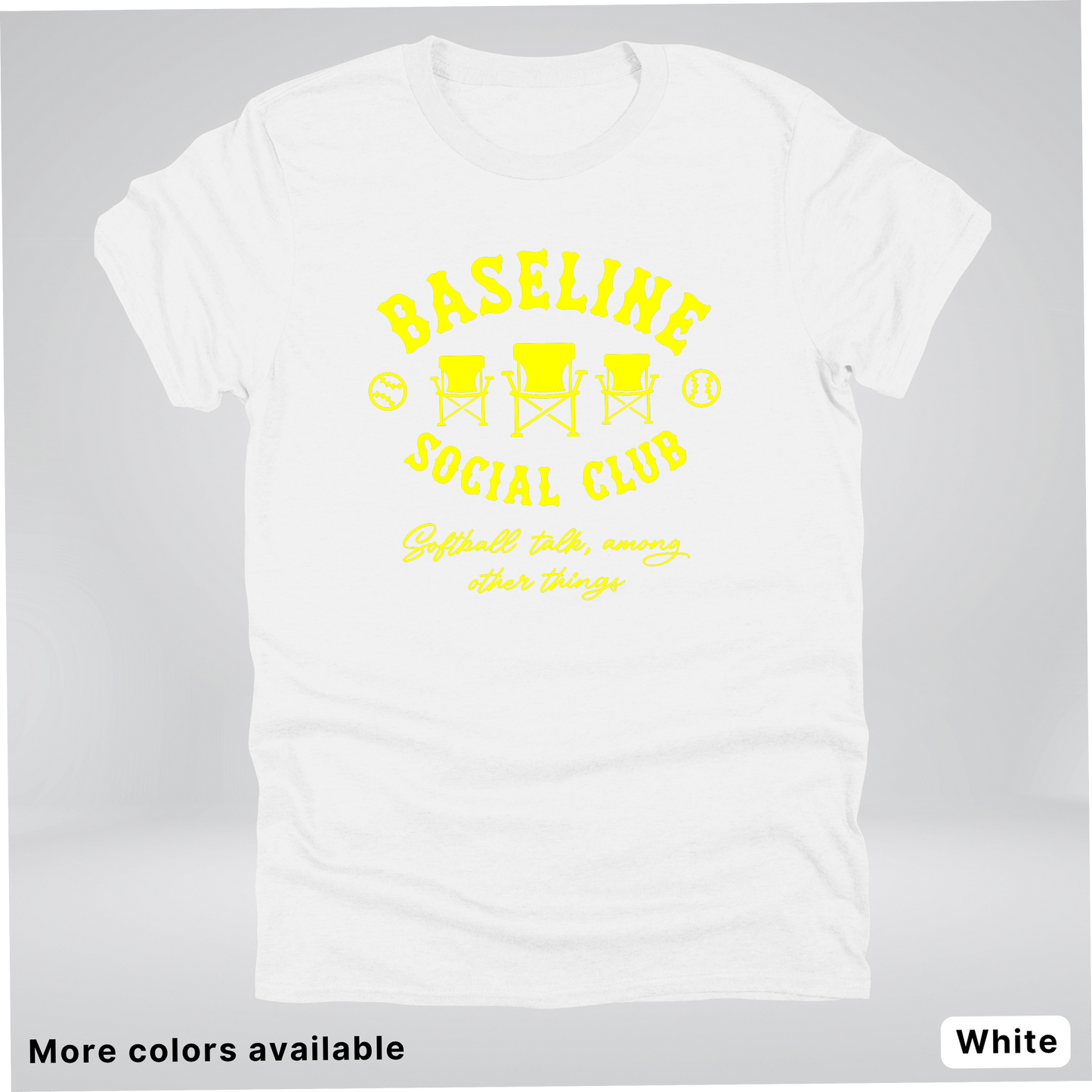 Baseline Social Club Softball – Yellow Design - T-Shirt