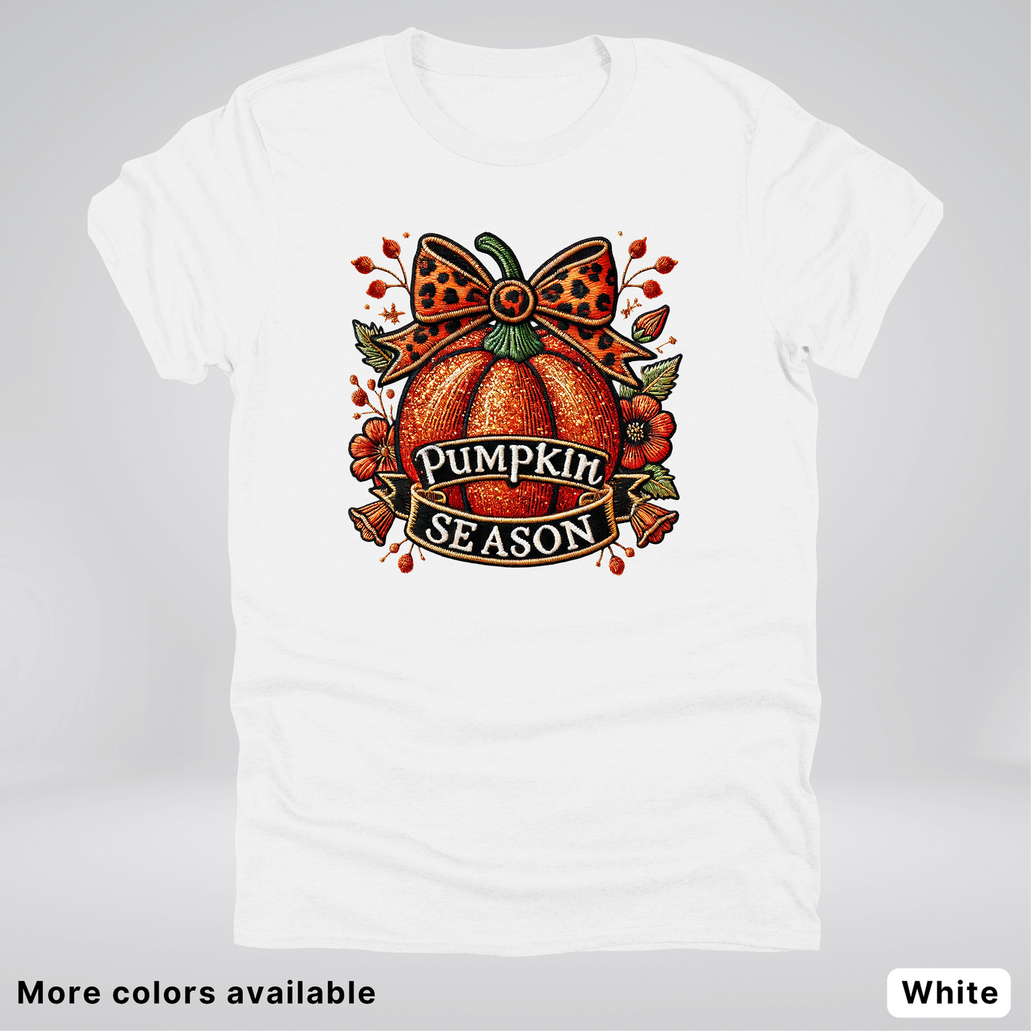 Pumpkin Season Leopard Print Bow Fall Autumn  - T-Shirts