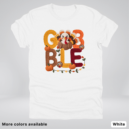Turkey Gobble Pumpkin Fall Crochet - T-Shirts