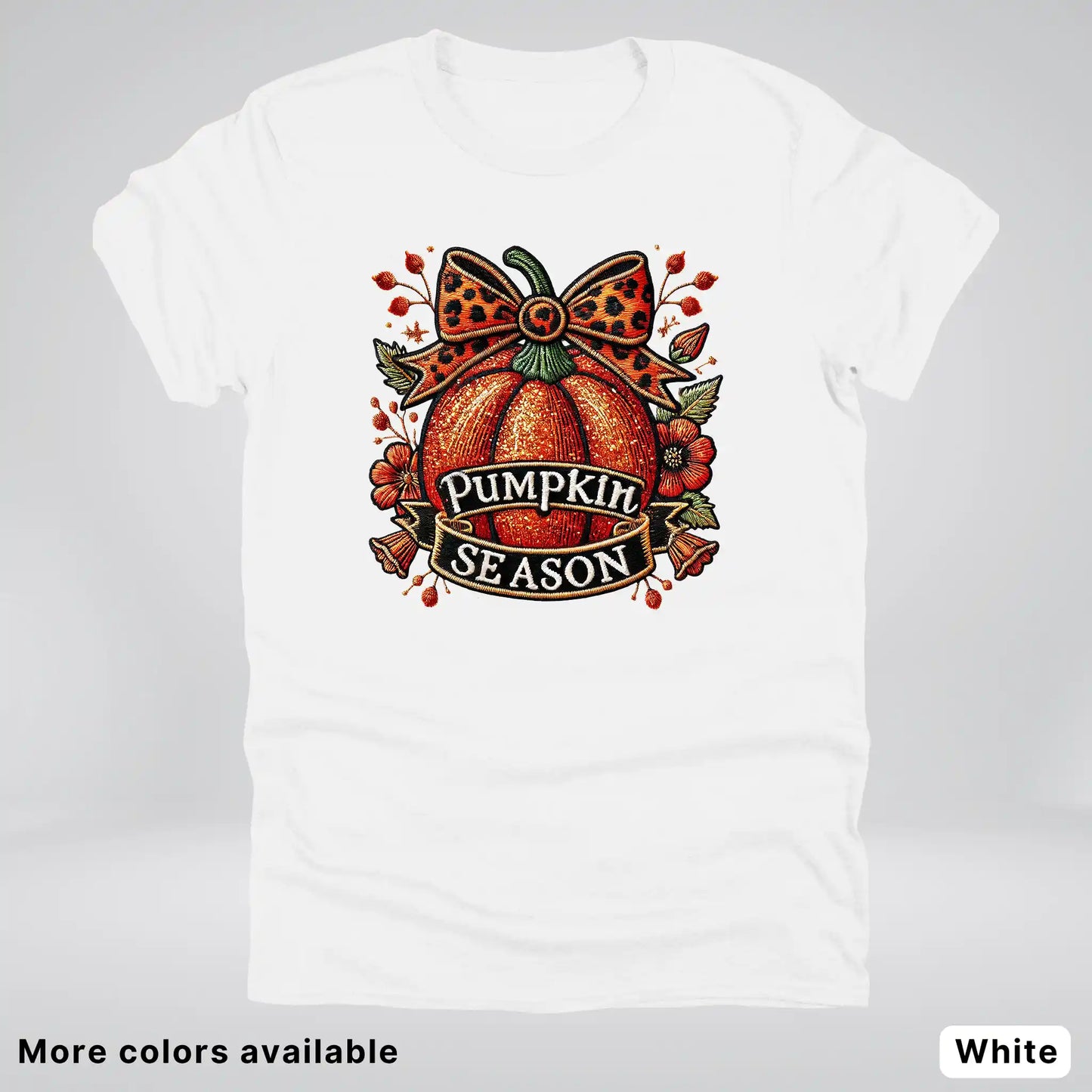 Pumpkin Season Leopard Print Bow Fall Autumn  - T-Shirts