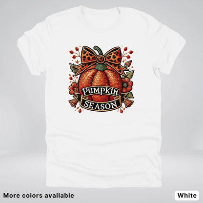 Pumpkin Season Leopard Print Bow Fall Autumn  - T-Shirts