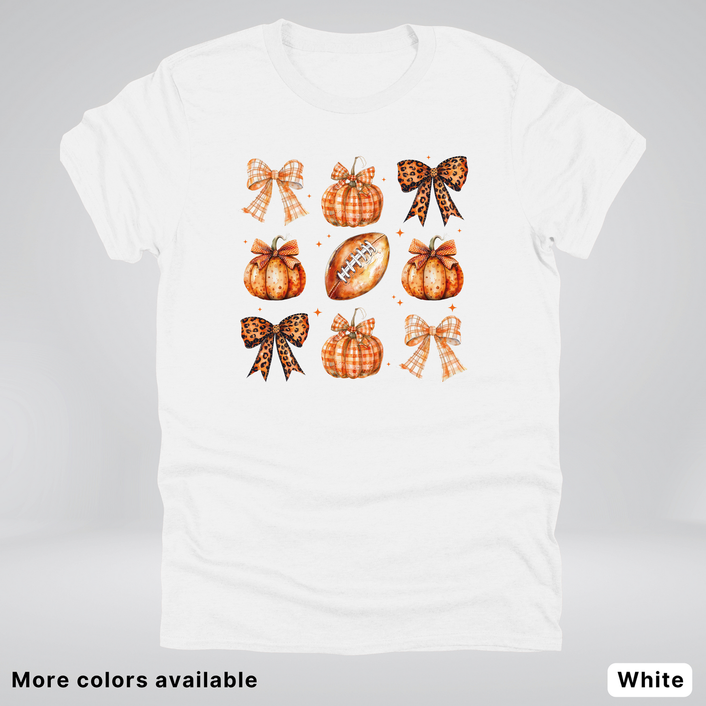 Football Coquette Ribbon Bow Plaid Pumpkin Fall - T-Shirt