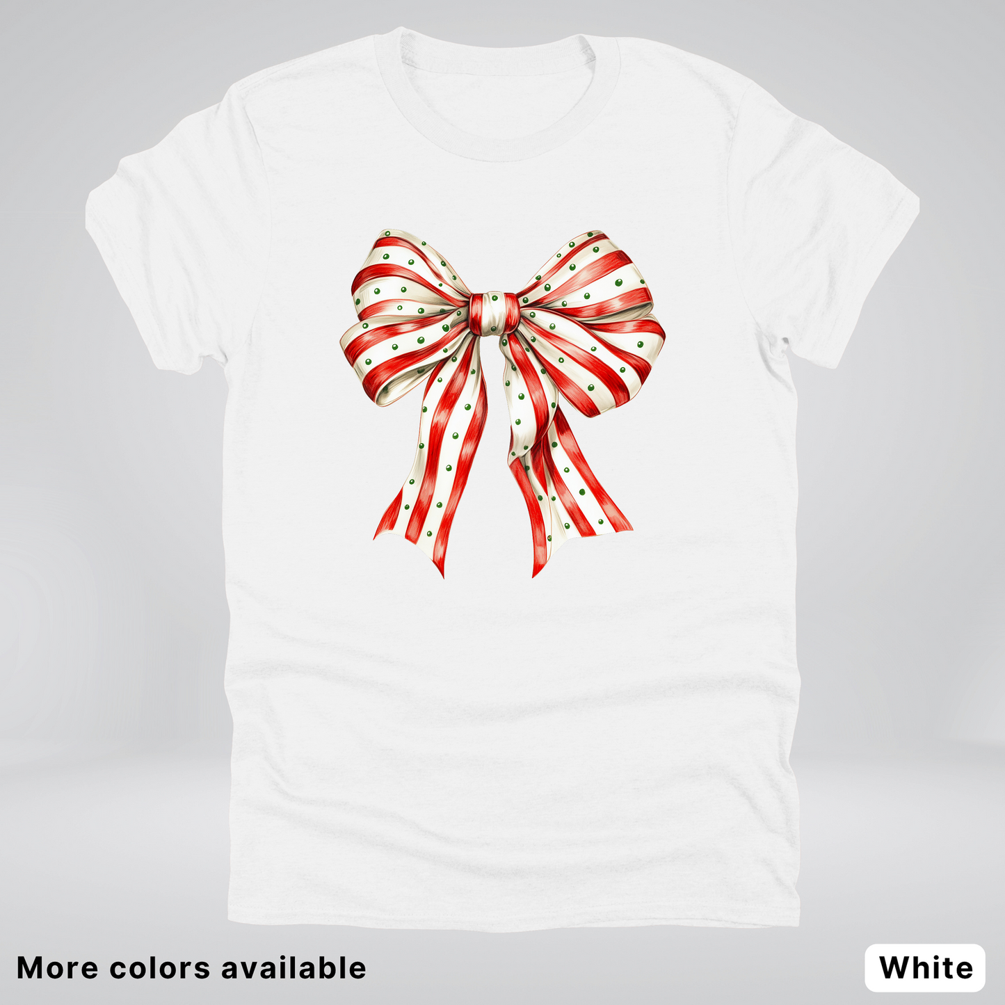 Peppermint Stripe Christmas Bow - T-Shirt