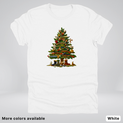 Woodland Critters Christmas Tree Hook Yard Faux - T-Shirt