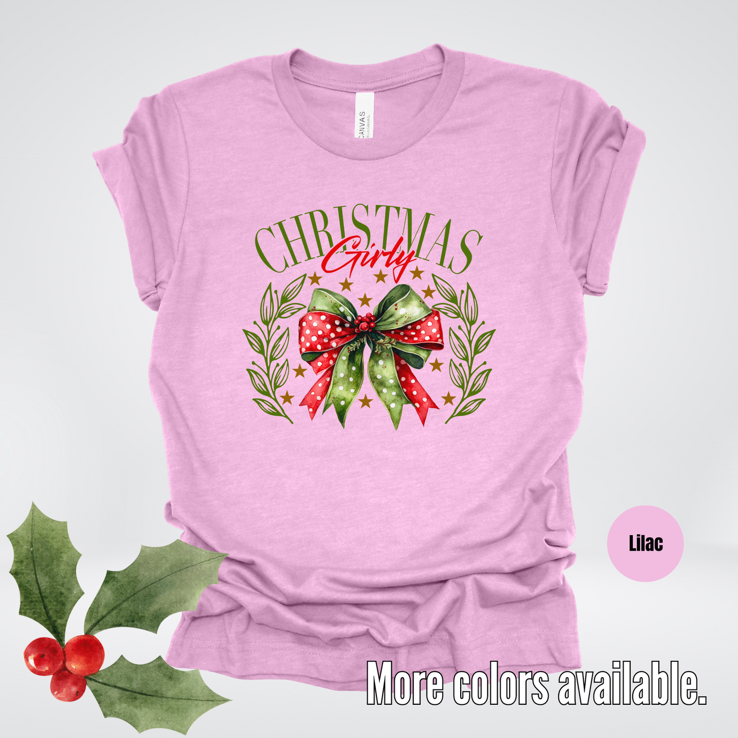 Christmas Girly Green And Red Coquette T-Shirt