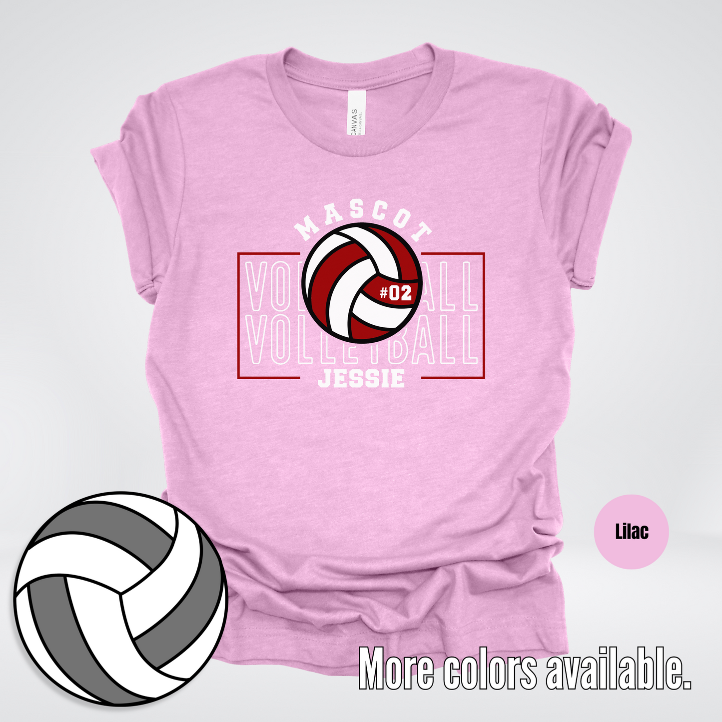 Custom Mascot, Number, & Name - Maroon - Volleyball Design 2 T-Shirt