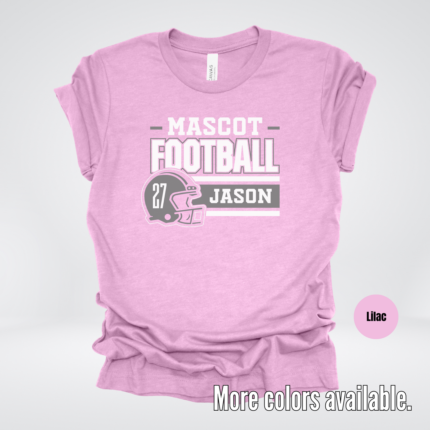 Custom Mascot, Number, & Name – Gray - Football Design 17 T-Shirt