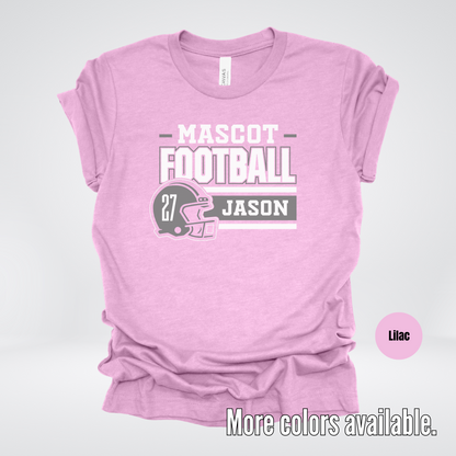 Custom Mascot, Number, & Name – Gray - Football Design 17 T-Shirt
