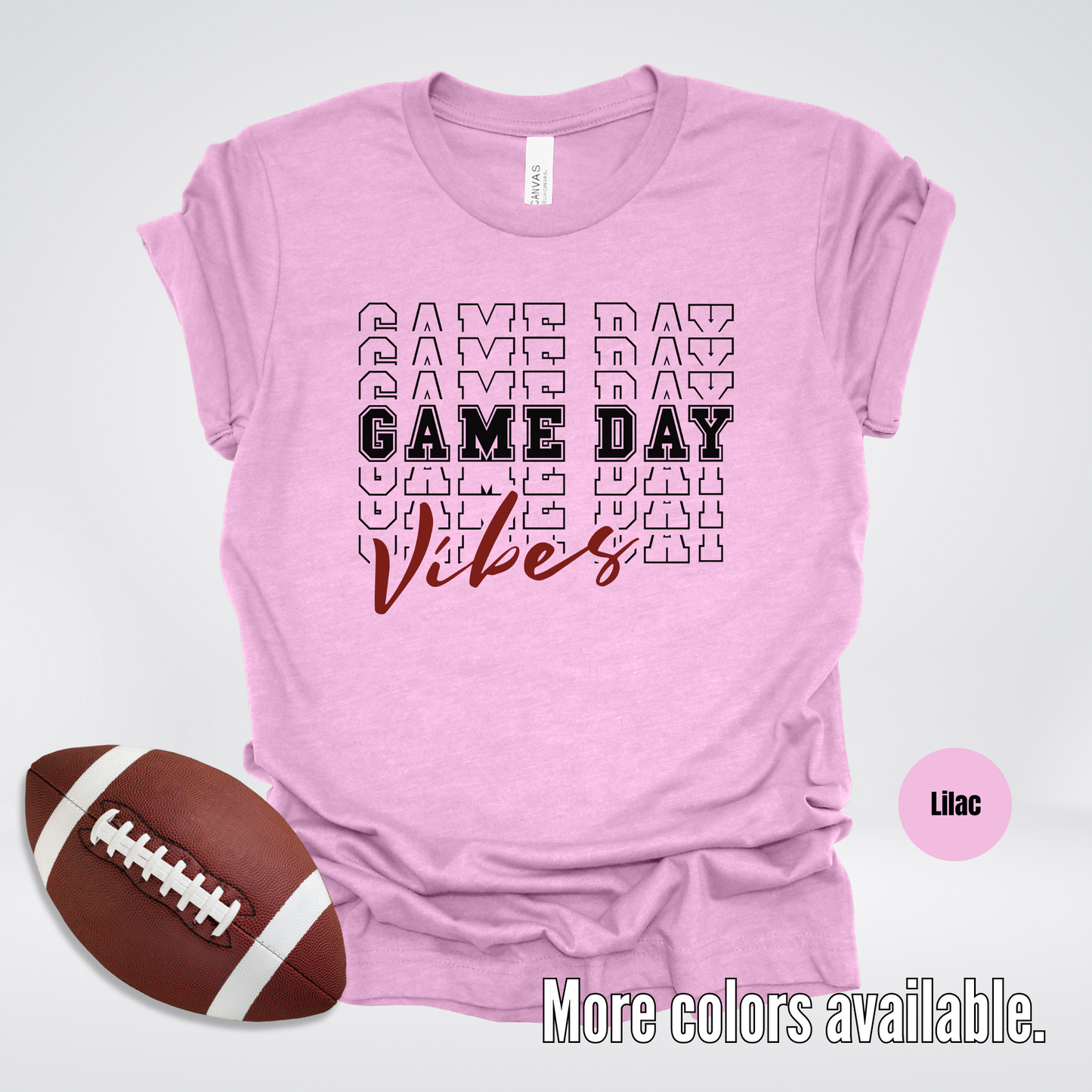 Game Day Vibes Stacked - Black Design T-Shirt