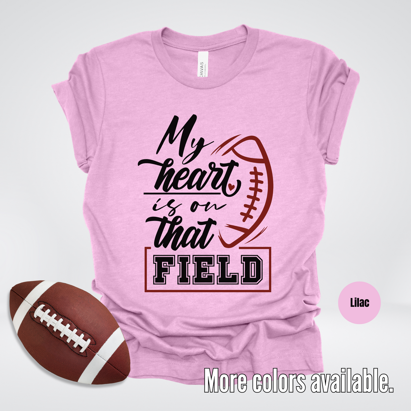 My Heart Is On That Field Black Design T-Shirt