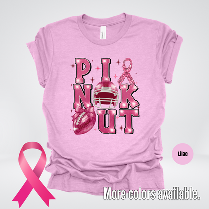Pink Out Football Coquette Glitter Helmet T-Shirt