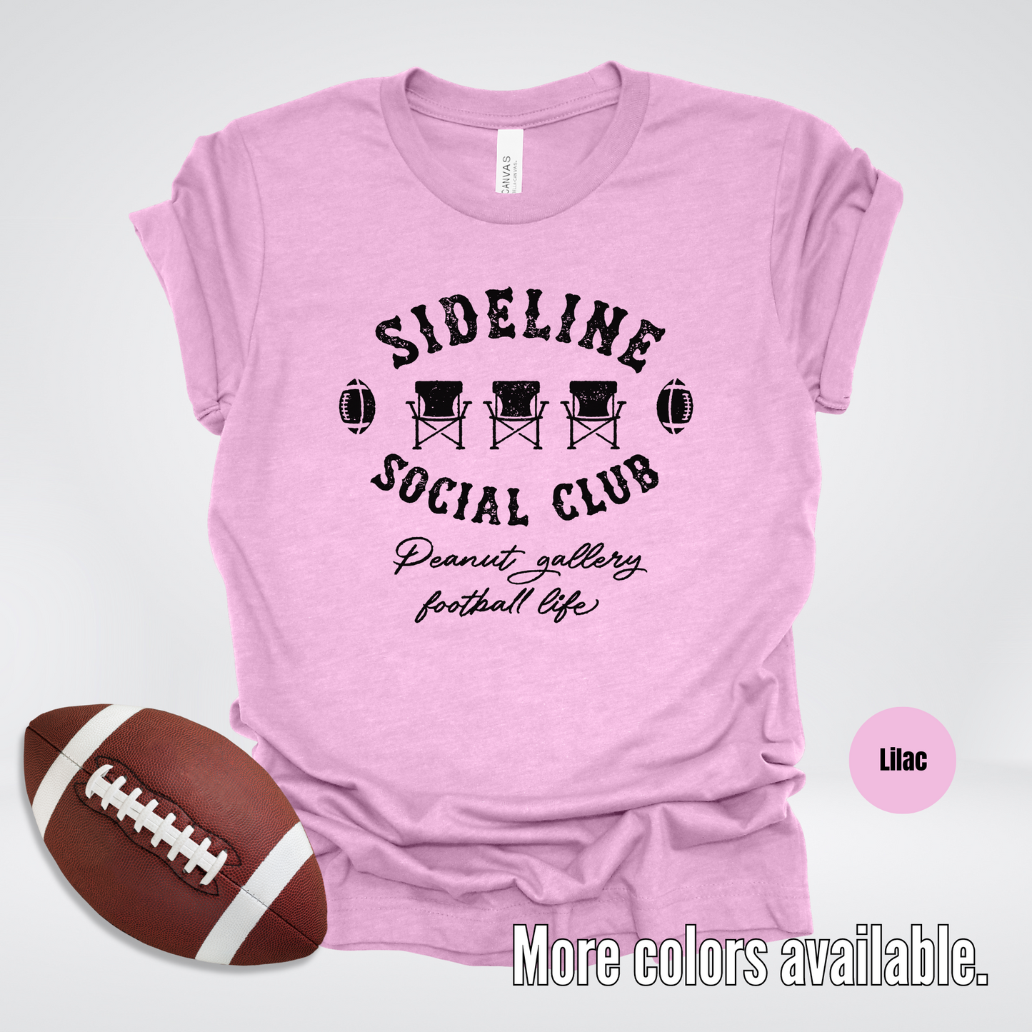 Sideline Social Club Peanut Gallery Football Life Black Design T-Shirt