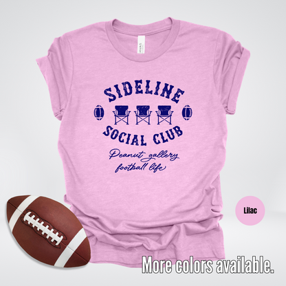 Sideline Social Club Peanut Gallery Football Life Navy Design T-Shirt