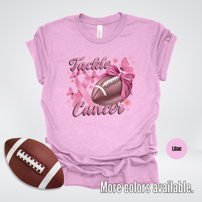 Tackle Cancer Coquette Football T-Shirt