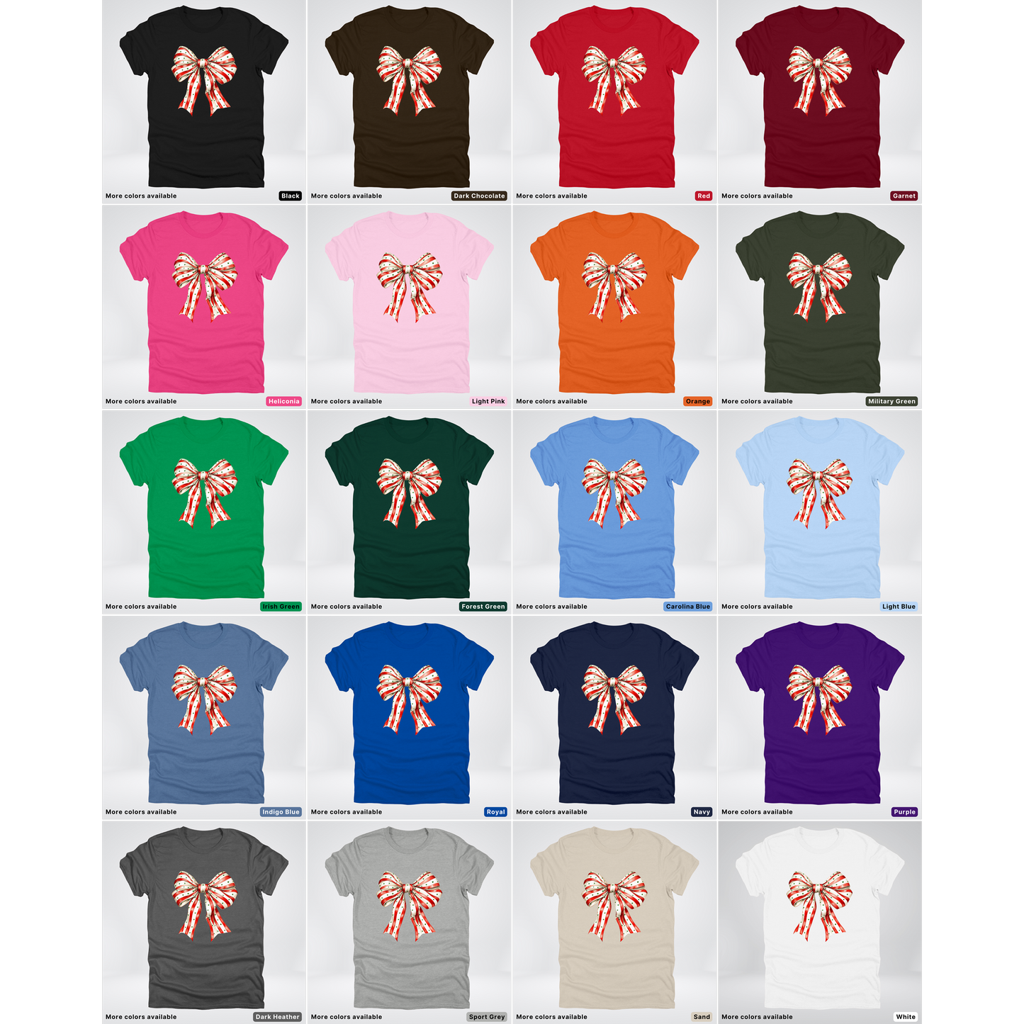 Peppermint Stripe Christmas Bow - T-Shirt