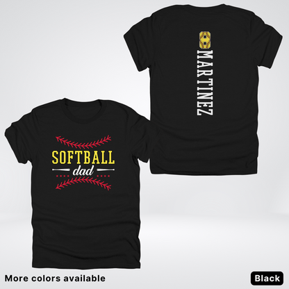 CUSTOM Softball Dad Number & Name- White Lettering - T-Shirt