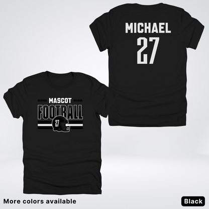 Custom Mascot, Number, & Name – Black - Football Design 14 V2 - T-Shirt