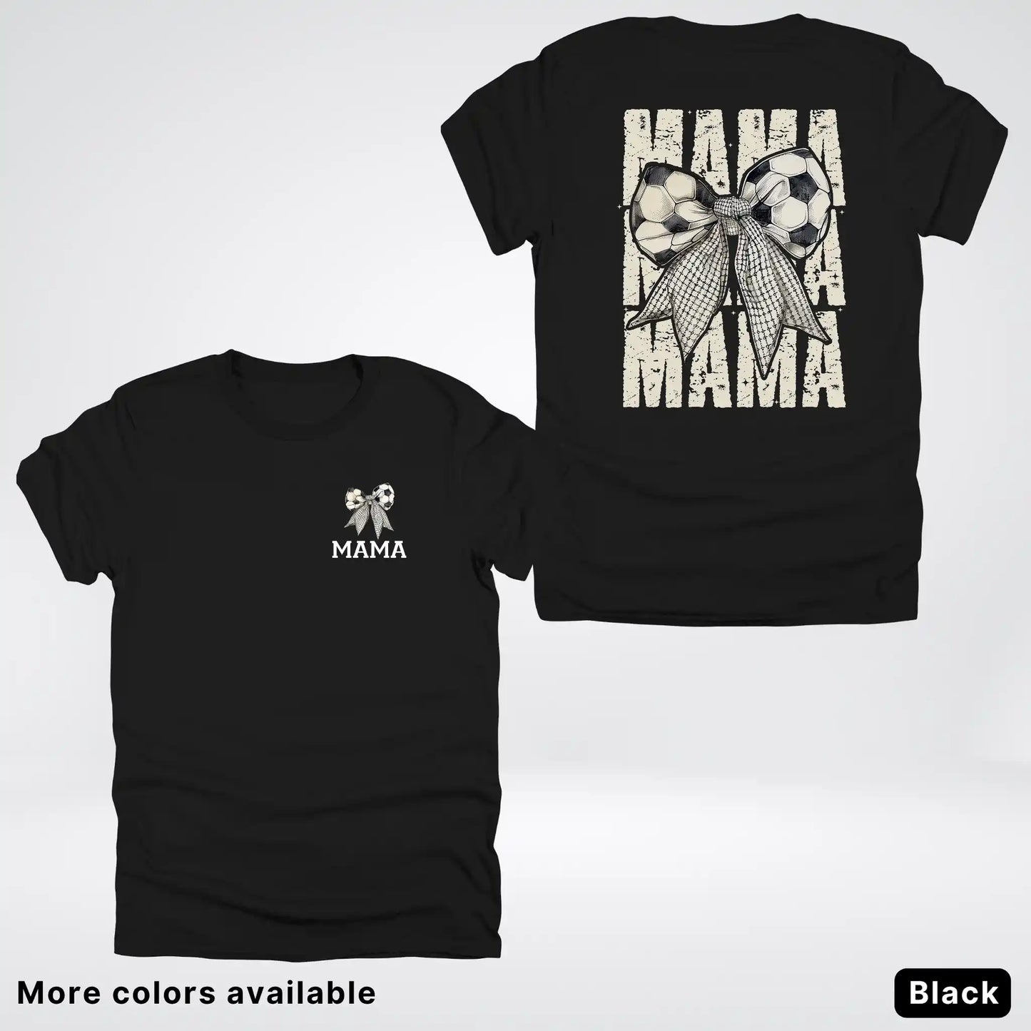 Soccer Mama Bow Coquette Varsity Font Graphic T-Shirt