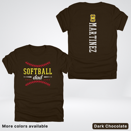 CUSTOM Softball Dad Number & Name- White Lettering - T-Shirt