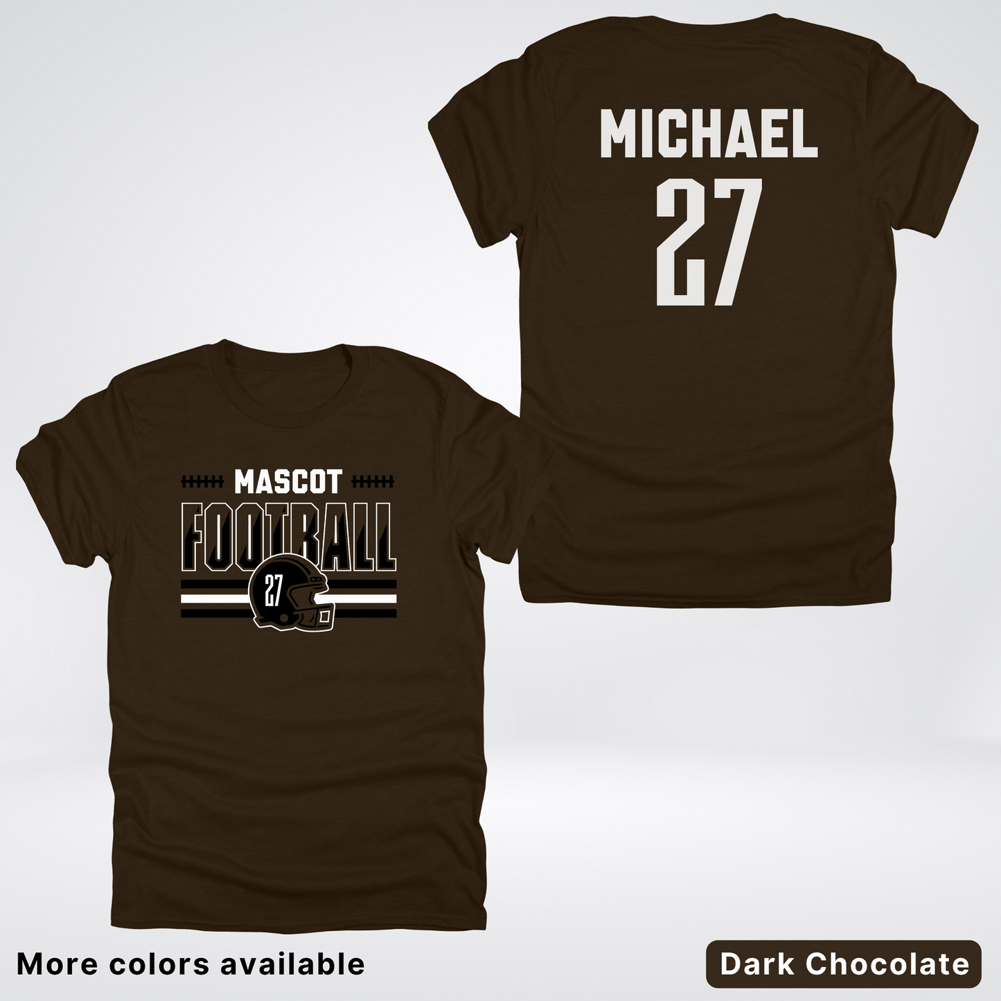 Custom Mascot, Number, & Name – Black - Football Design 14 V2 - T-Shirt