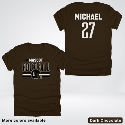 Custom Mascot, Number, & Name – Black - Football Design 14 V2 - T-Shirt