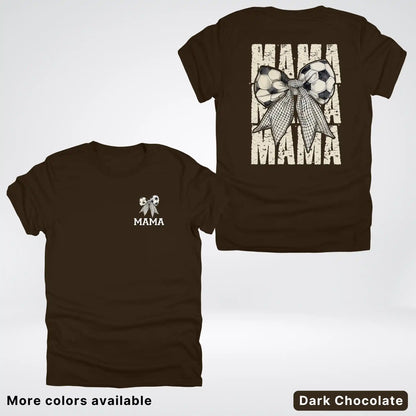 Soccer Mama Bow Coquette Varsity Font Graphic T-Shirt