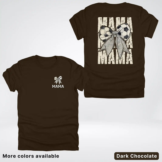 Soccer Mama Bow Coquette Varsity Font Graphic T-Shirt