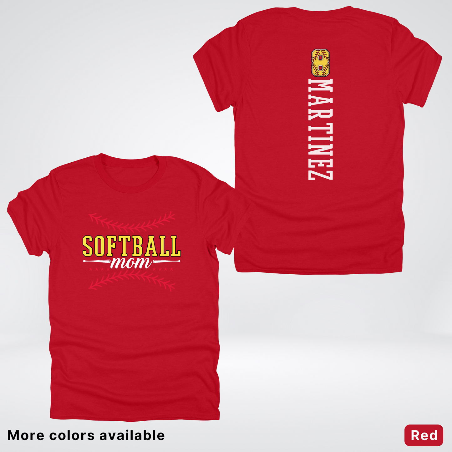 CUSTOM Softball Mom Number & Name- White Lettering - T-Shirt