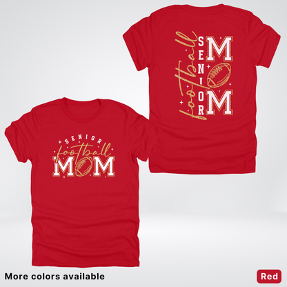 Senior Football Mom - White & Gold Glitter Design - T-Shirt