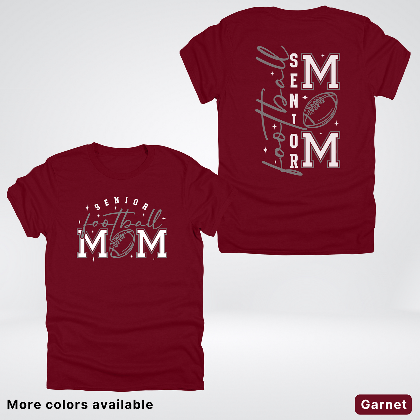Senior Football Mom - Gray & White Design - T-Shirt