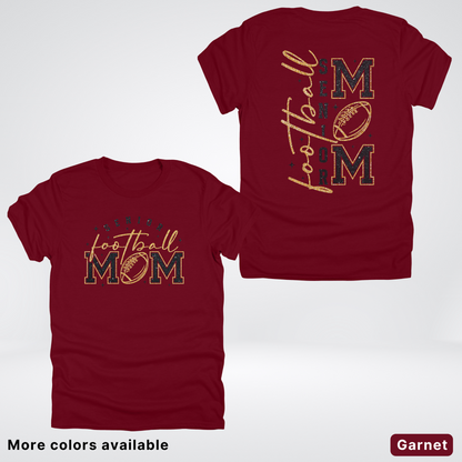 Senior Football Mom - Black & Gold Glitter Design - T-Shirt