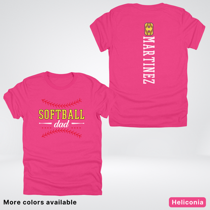 CUSTOM Softball Dad Number & Name- White Lettering - T-Shirt