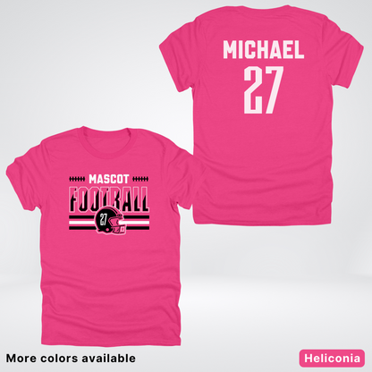 Custom Mascot, Number, & Name – Black - Football Design 14 V2 - T-Shirt