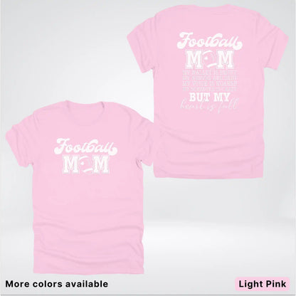 Football Mom – My Heart Is Full Front & Back – White Design - T-Shirt