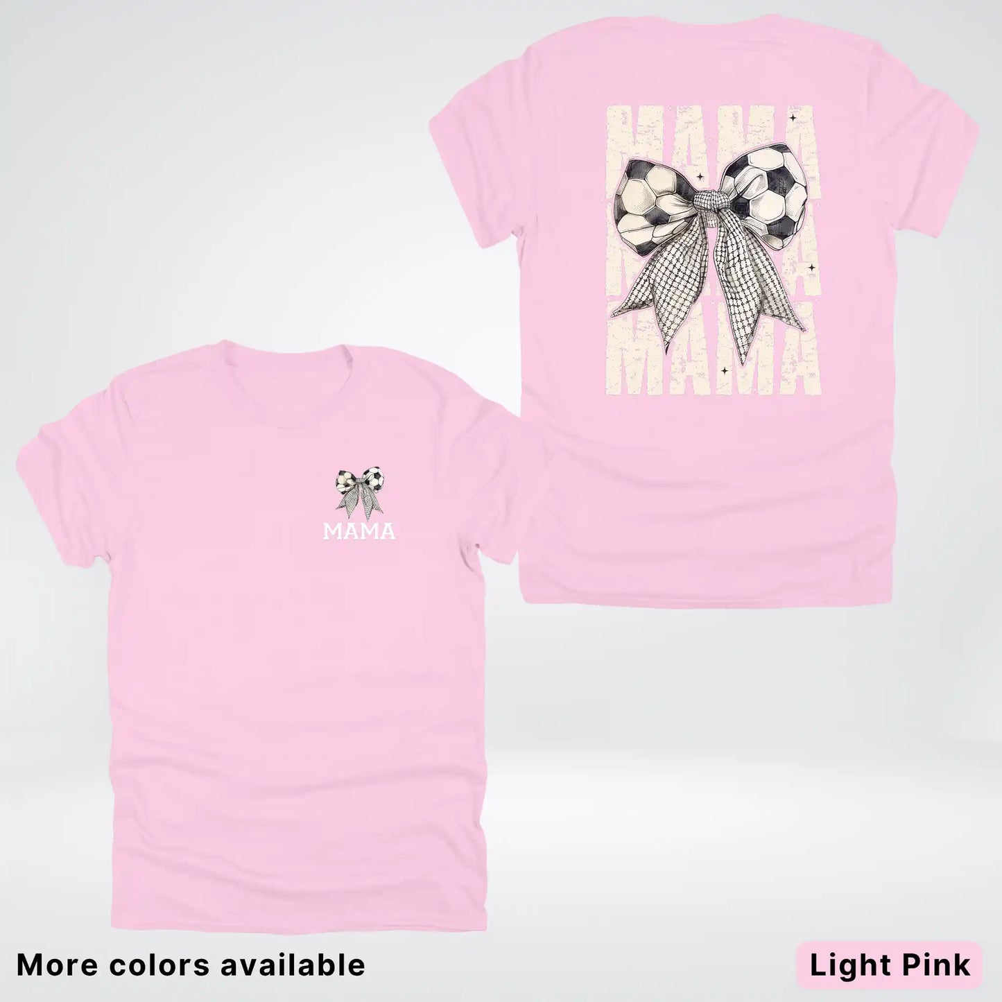 Soccer Mama Bow Coquette Varsity Font Graphic T-Shirt
