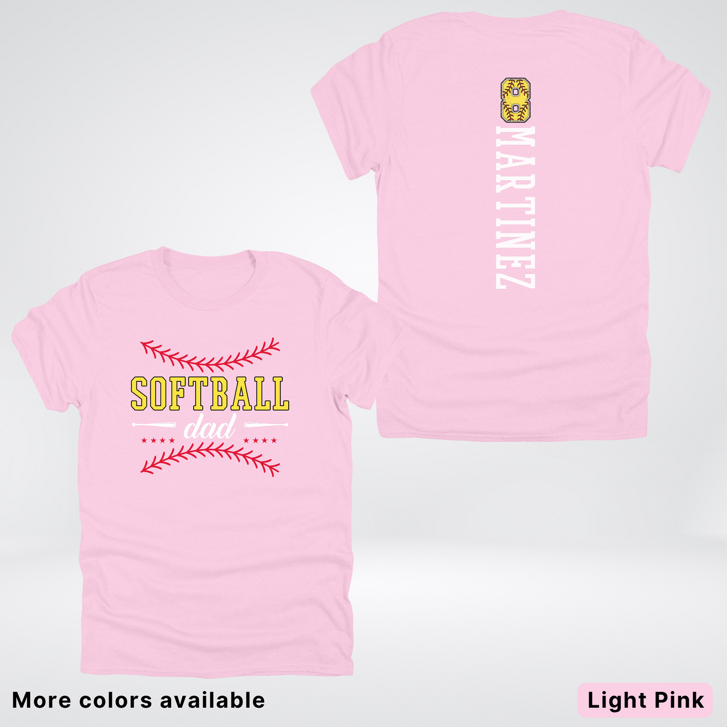 CUSTOM Softball Dad Number & Name- White Lettering - T-Shirt
