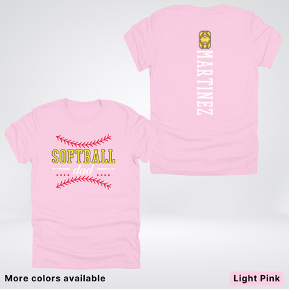 CUSTOM Softball Dad Number & Name- White Lettering - T-Shirt