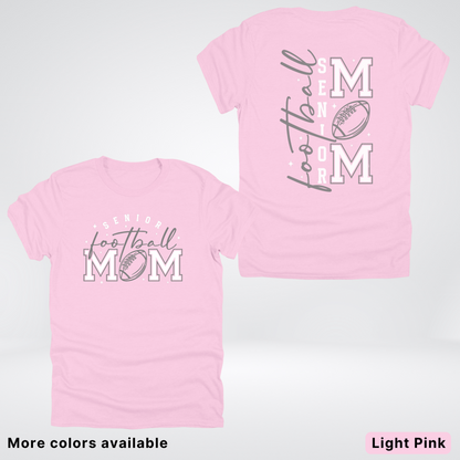 Senior Football Mom - Gray & White Design - T-Shirt