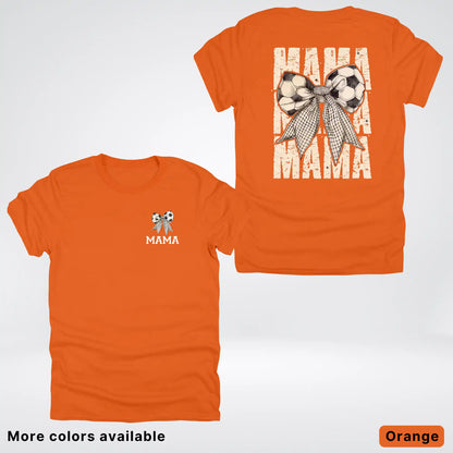 Soccer Mama Bow Coquette Varsity Font Graphic T-Shirt