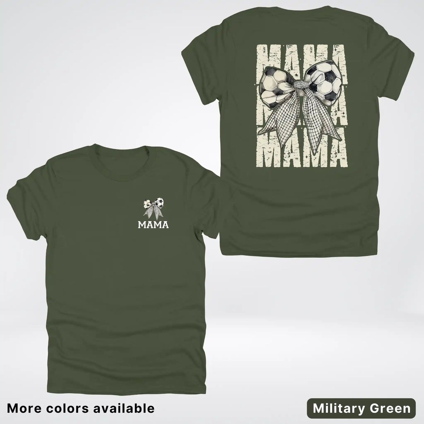 Soccer Mama Bow Coquette Varsity Font Graphic T-Shirt