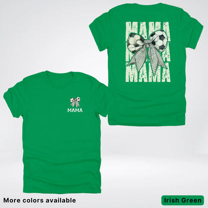 Soccer Mama Bow Coquette Varsity Font Graphic T-Shirt