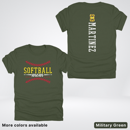 CUSTOM Softball Mom Number & Name- White Lettering - T-Shirt