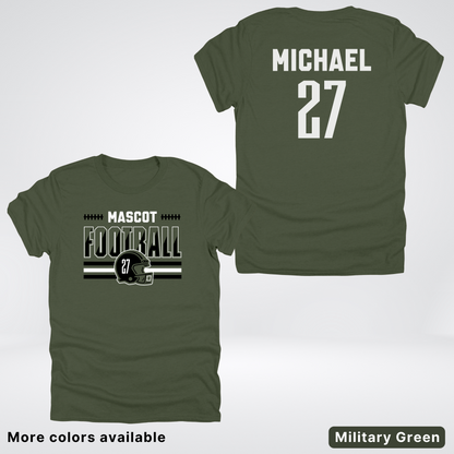 Custom Mascot, Number, & Name – Black - Football Design 14 V2 - T-Shirt