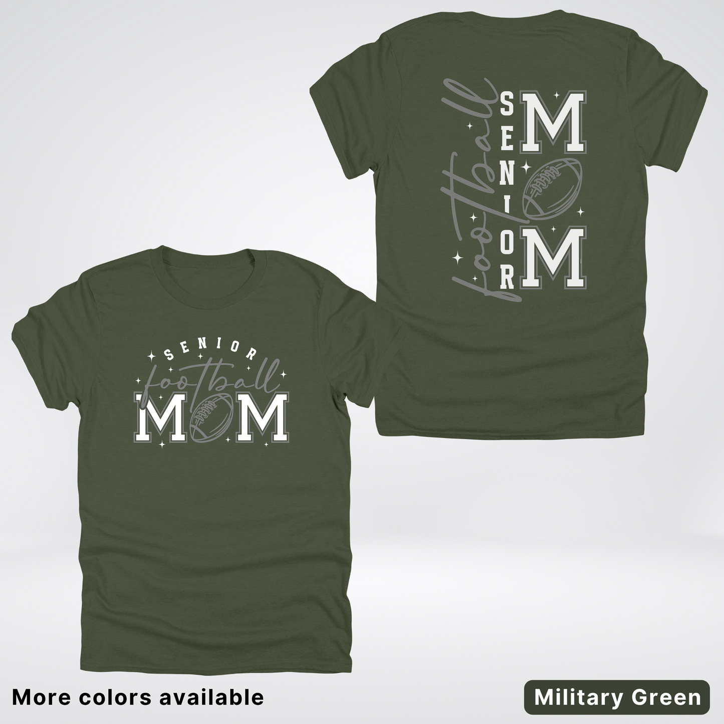 Senior Football Mom - Gray & White Design - T-Shirt