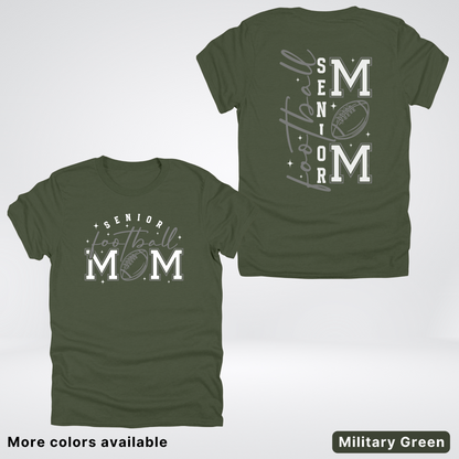 Senior Football Mom - Gray & White Design - T-Shirt