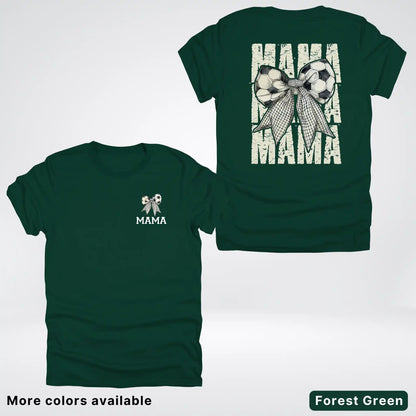 Soccer Mama Bow Coquette Varsity Font Graphic T-Shirt